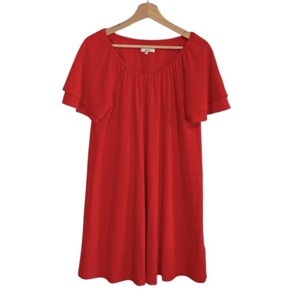 Madewell Texture & Thread Tiered Sleeve Mini Dress Women’s Size Small Orange - Picture 2 of 8